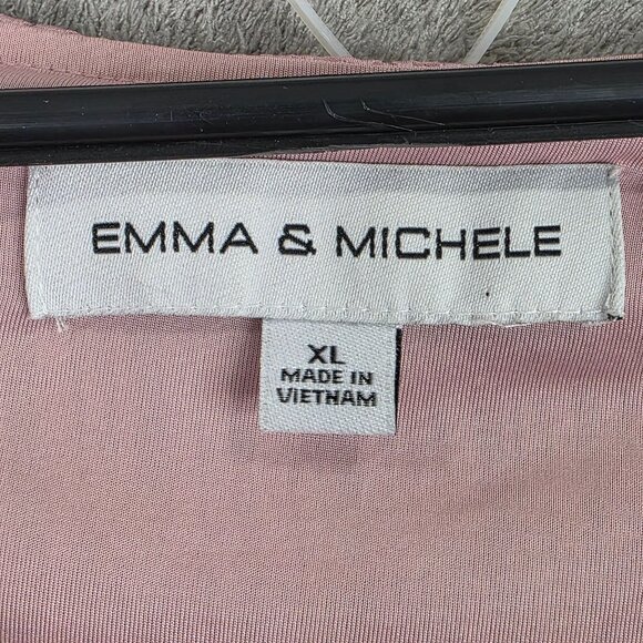 Womens Emma & Michele Pink Tiered Dress Ruffle Sleeveless V Neck Polyester XL - Picture 4 of 10